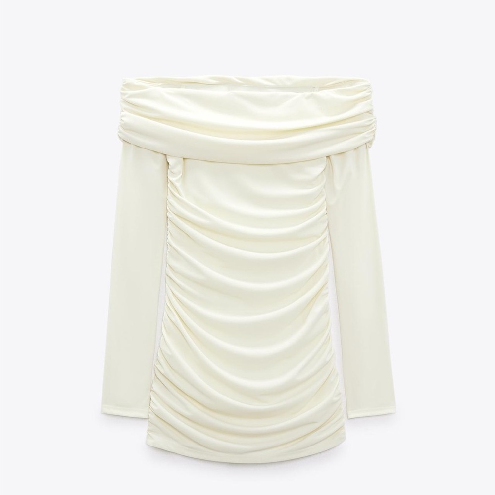 Zara Ruched Off The Shoulder Mini Dress